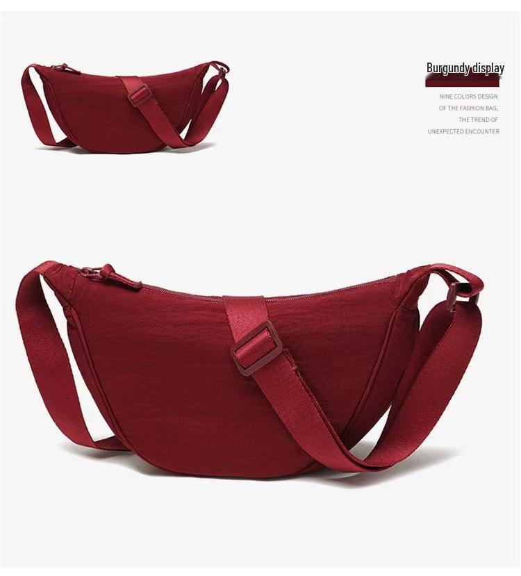 

2025 Versatile Casual Sports Shoulder Bag - Large Capacity, Fashionable, Simple, Lightweight Crossbody for Students вина червоного кольору