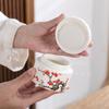 Ceramic tea sealed jar Household moisture-proof storage tank Tea set accessories Cosmetics packaging jar Mask Powder Jar