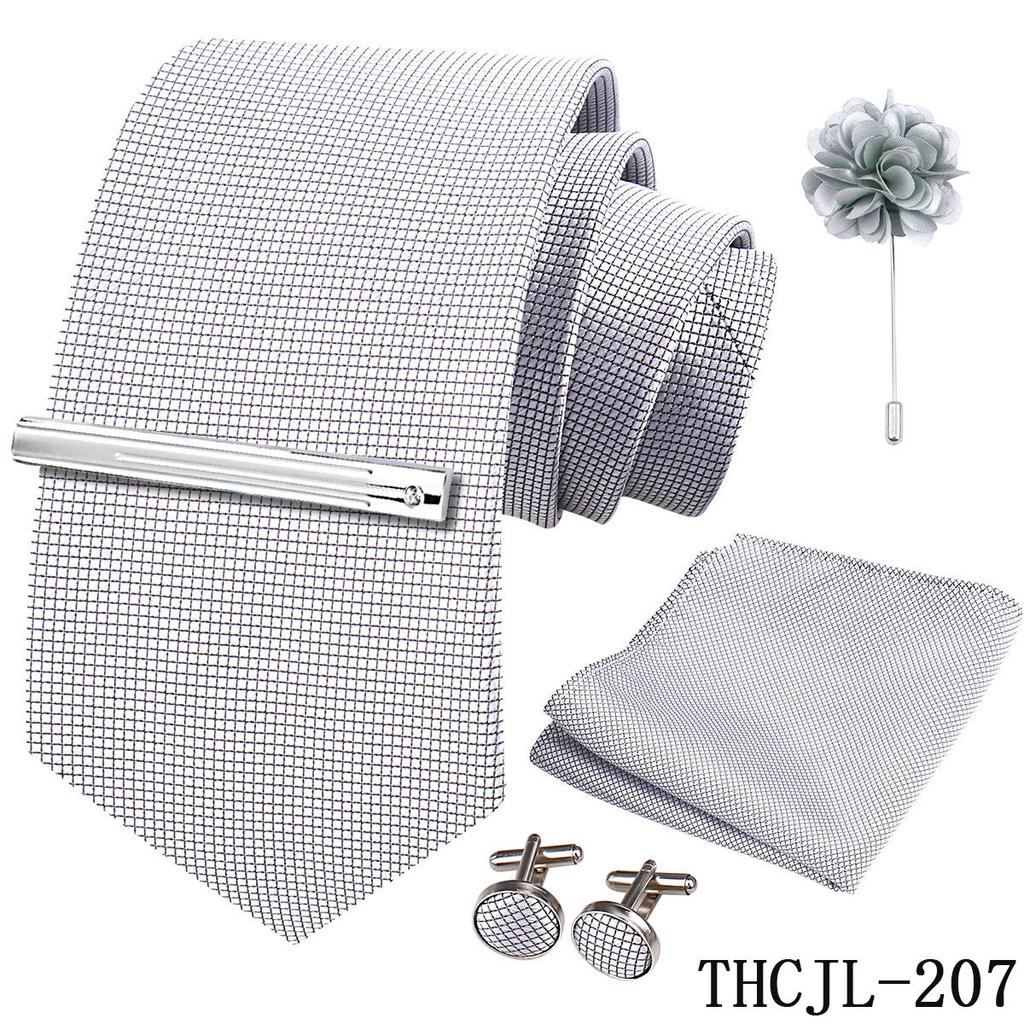 Men'S Business Dress Tie 5-Piece Groom Best Man Dress Accessories Gaowei Dense Jacquard Tie Worker