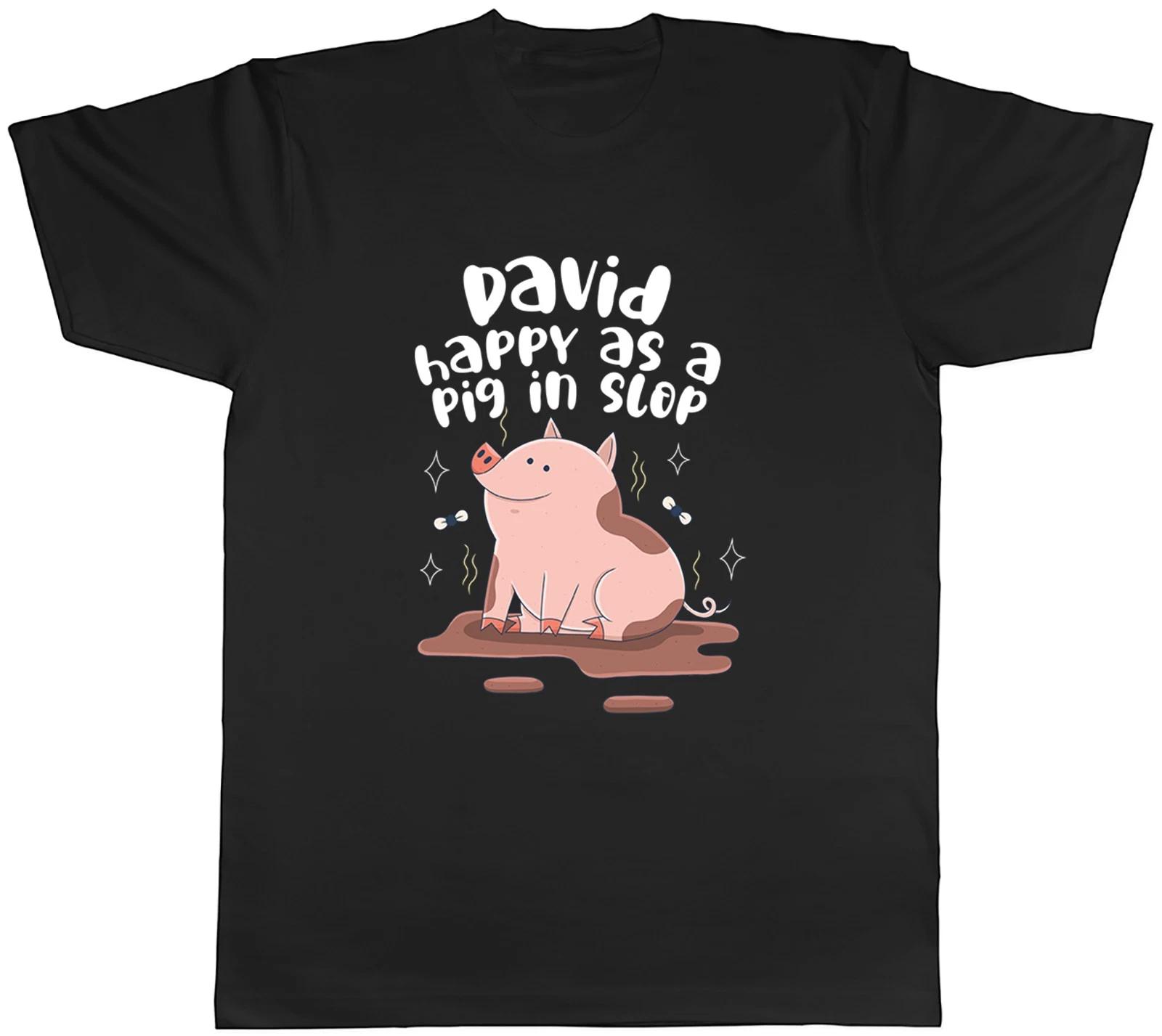 Personalised Happy as a Pig in Slop Funny Mud Mens T-Shirt Tee Gift Top XXL