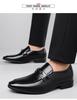 Luxury New Designer Men's Pointed Pu Leather Dress Business Casual Shoes Metal Button Loafers Wedding Dress Homecoming Footwear