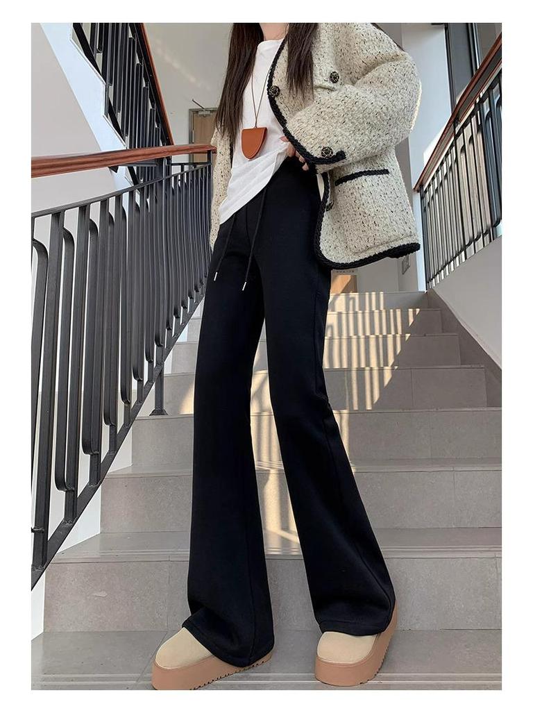 Women's Petite Slimming High-Waist Micro Flare Pants - Casual Sportswear for Autumn