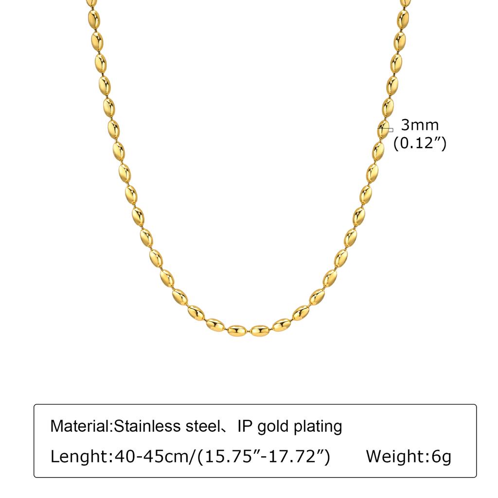 2mm/3mm Oval Beaded Chain Necklace, Ball Beaded Choker for Women Girls Layered Jewelry