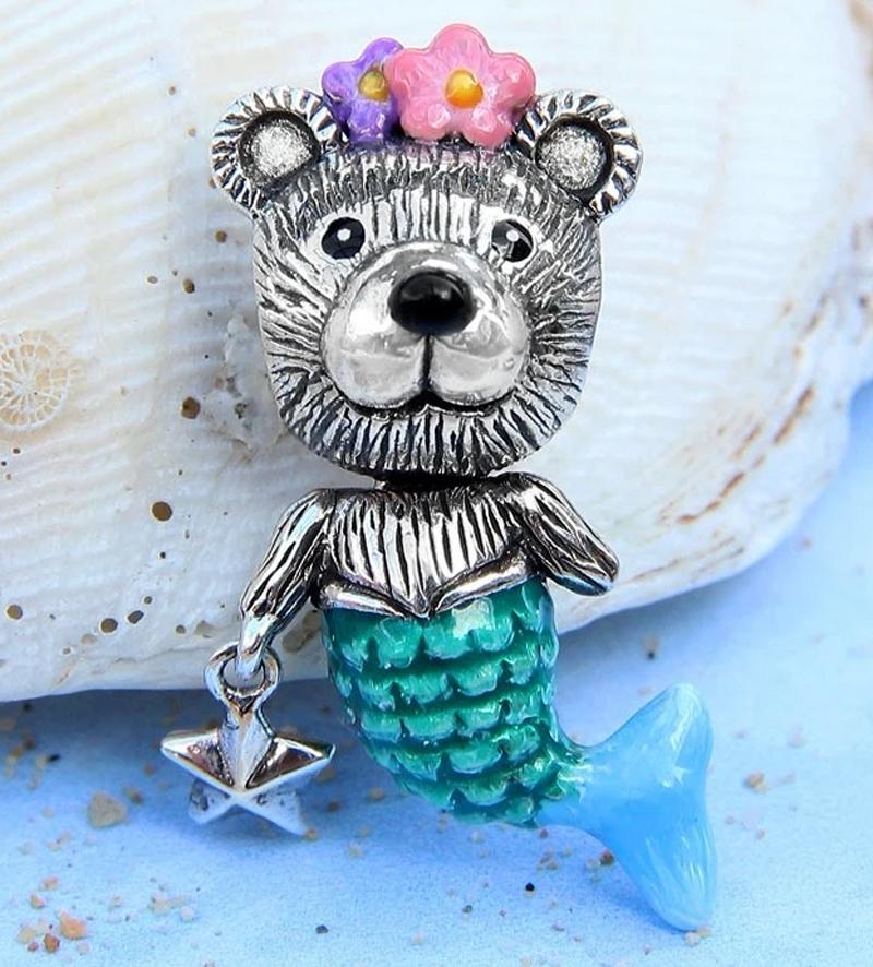 Newsterlling Copper Elegant Blue Ocean Mermaid Koi Crab Charm Pendant Fit Original Bracelet Diy Women Jewelry Accessories