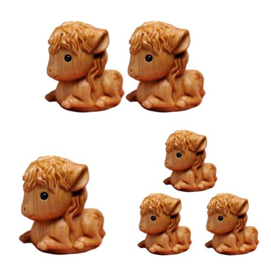 Horse Sculpture Wooden Miniature Decorative Figurine Natural Wood Smooth Surface Animal Statue Home Bookshelf