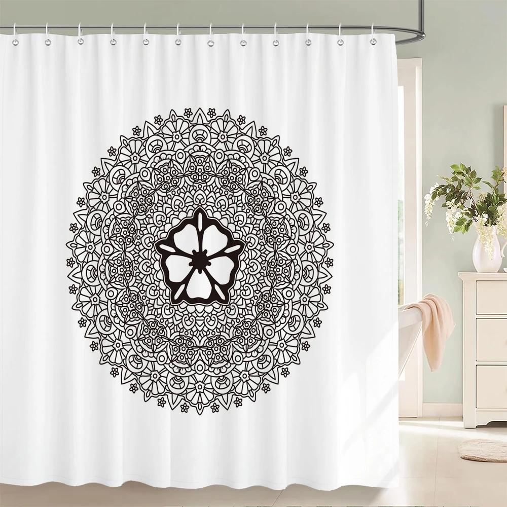 3D Printing  Mandala Pattern Shower Curtain Bathroom Curtains With 12 Hooks Indian Boho Waterproof Fabric Bathtub Decor Screen