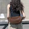 Retro Color-blocked Saddle Bag, Single Shoulder Bag, Wide Shoulder Strap Crossbody Bag, Pillow Bag Casually