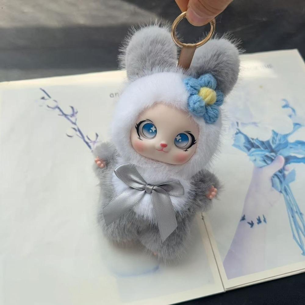 Ornaments Rabbit Doll Figures Big Ear with Flower Bunny Plush Doll Pendant Lady/Girls