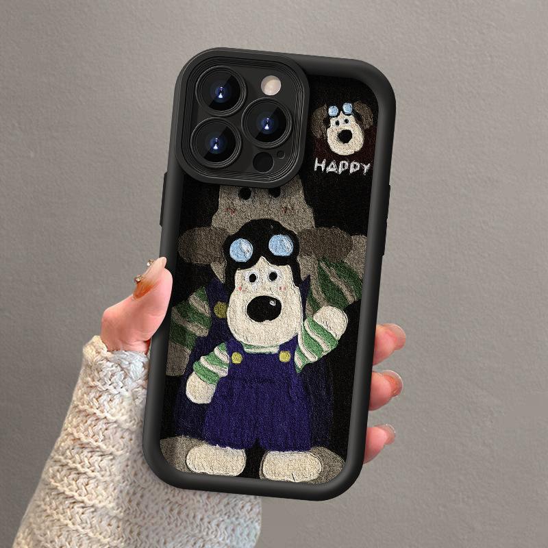 The head dog lanyard is suitable for Apple 16PRO mobile phone case, Huawei OPPO lambskin VIVO Xiaomi iphone 15.