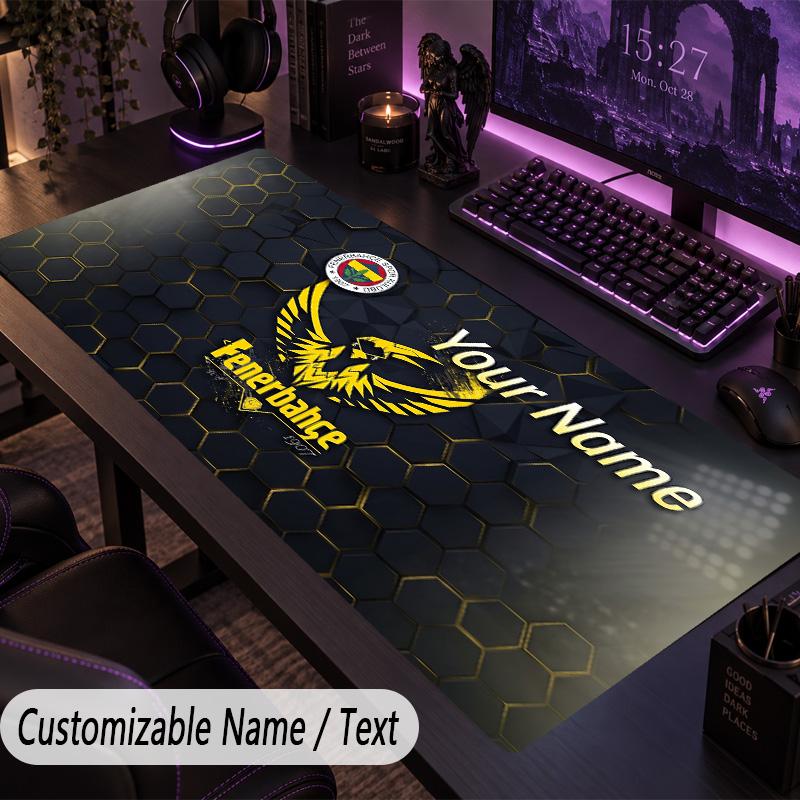 Custom Text Big Mousepad, Extended Desk Pad For Laptop Work GameFenerbahçe FC