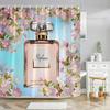 Pink Perfume High Heel Shower Curtain Set Black White Stripes Fashion Girl Woman Bathroom Decor Polyester Bathtub Curtains Hooks