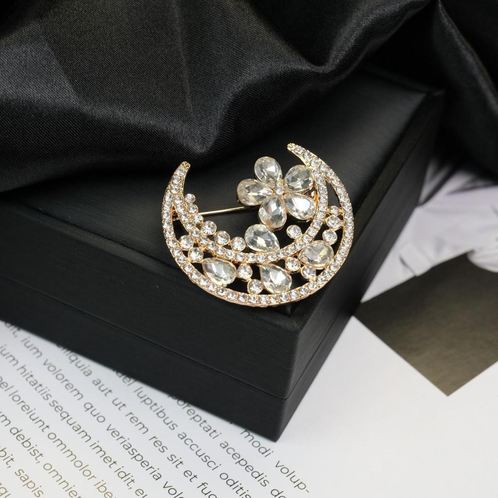 Europäische & Amerikanische Retro Luxus Farbiger Diamant Brosche - Vielseitiger Legierungsanstecker & Korsagen-Accessoire