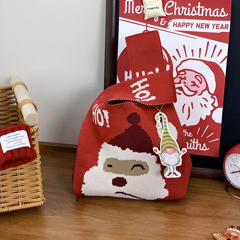 Festive Christmas Knit Tote Bag: Creative Handbag for Gifts & Candy