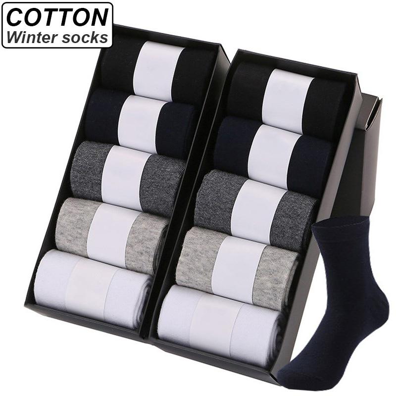 

10 пар больших размеров, мужские носки, хлопковые высококачественные черные, белые деловые мягкие дышащие зимние мужские длинные носки, новый стиль