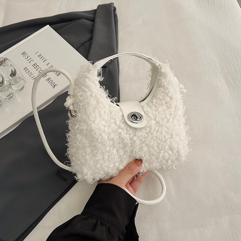 Autumn new trend fashion plush shoulder high value cute dumpling handbag crossbody women s bag