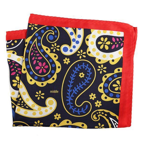 Cashew Flower & Polka Dot Men's Pocket Square Handkerchief