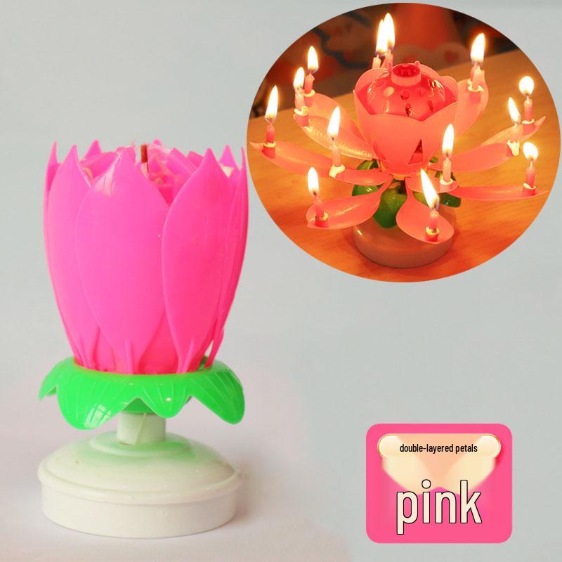 Lotus Blooming Musical Birthday Cake Candle - Smoke-free & Odorless for Kids' Celebrations