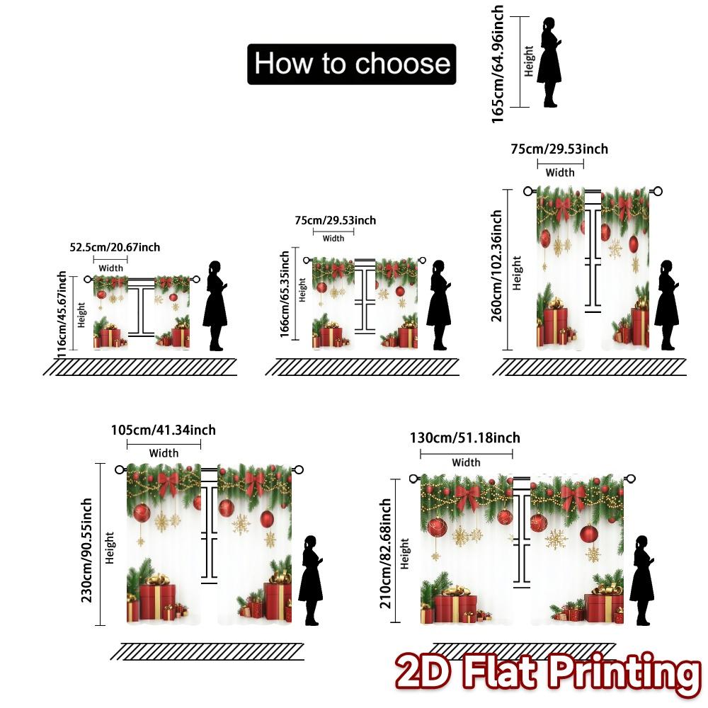 2 Stück, Vorhänge Weihnachtsschmuck Geschenke Weihnachtszeit (2) Beliebte Modische Vorhänge Vielseitige Polyesterstoff-Vorhänge Kunst