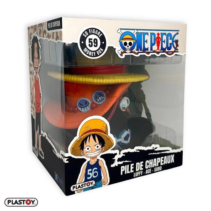 Tirelire - PLASTOY - One Piece Pile de chapeaux Luffy Ace Sabo - Plastique - 15 cm