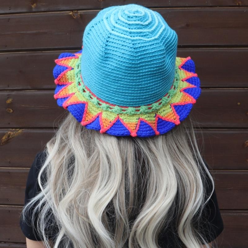 Crochet Fishing Hat Sunflower Bonnet Hat Women Photography Hat Beach Bucket Sun Hat Beachwear Spring Fishing Travel Hat