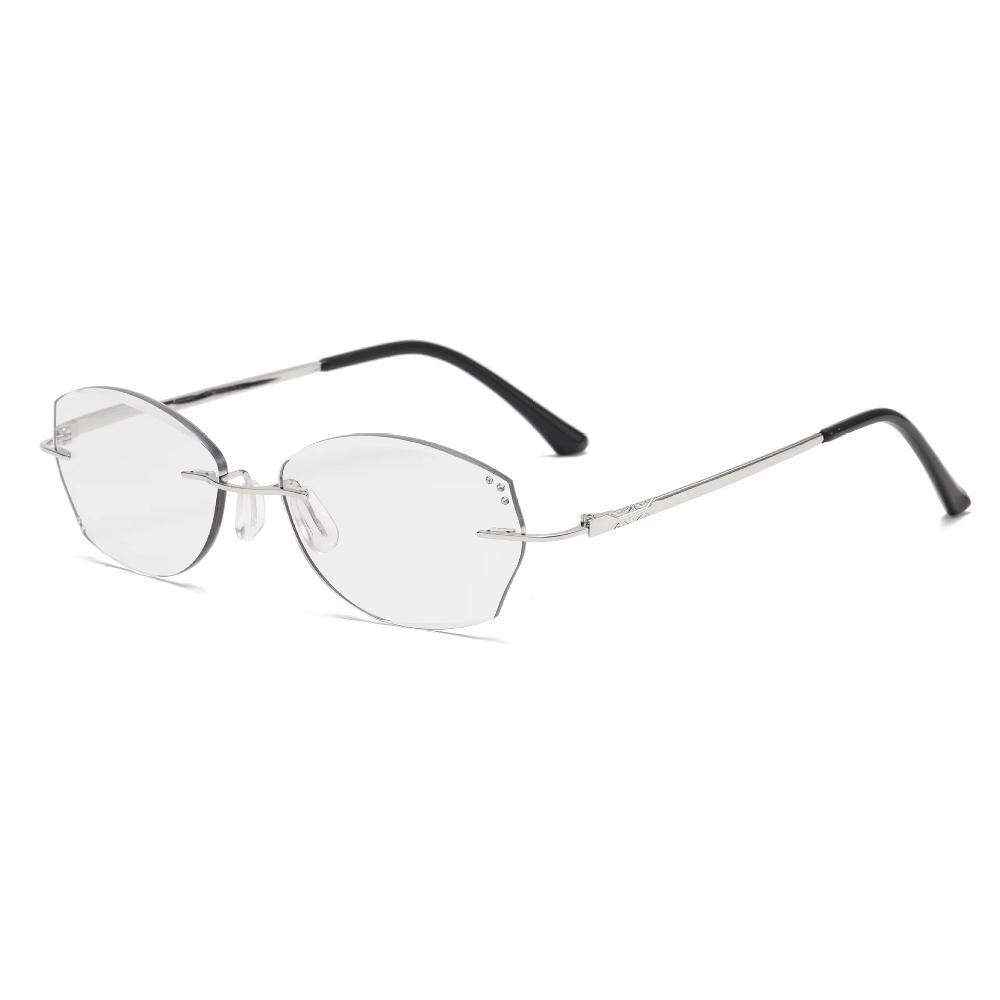 Luxury Rimless Cut Edge Presbyopia Glasses Women Men Lightweight Business Elegant Office Anti-Blue Light Spectacles 0 To +4.0