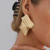 Geometric irregular pleated stud earrings temperament metallic retro ins exaggerated style earrings