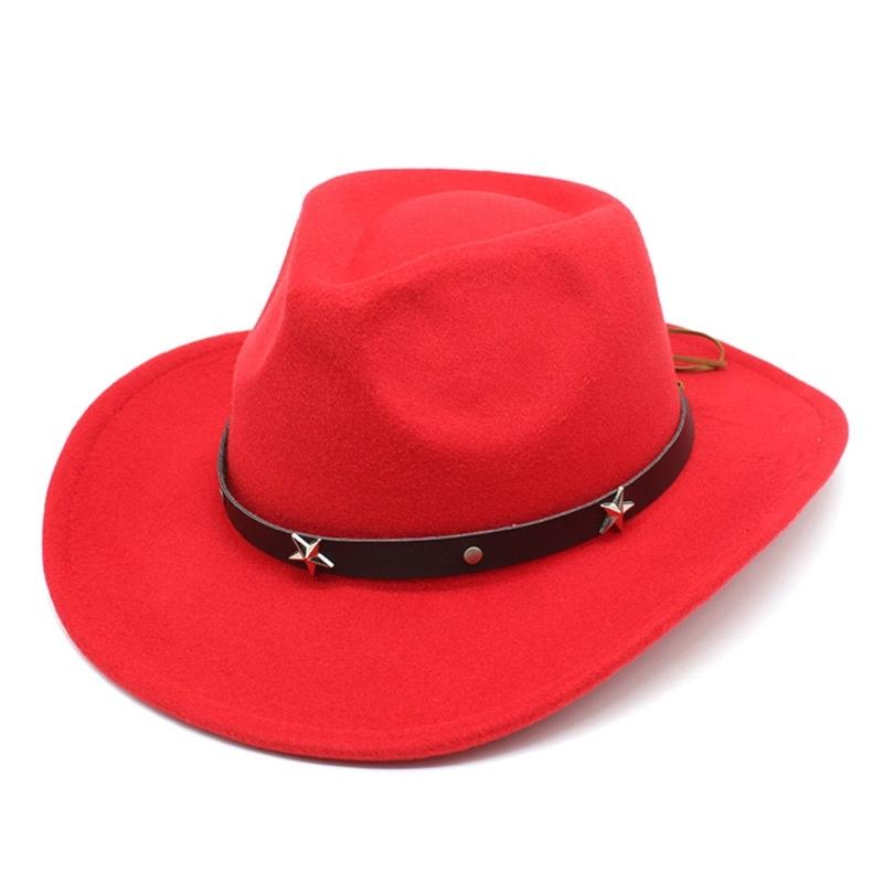 Lightweight Cowgirl Hat with Alloy Rivet Woman Ladies Cowboy Hat Party Western Style Hat Winter Outdoor Sunproof Hat