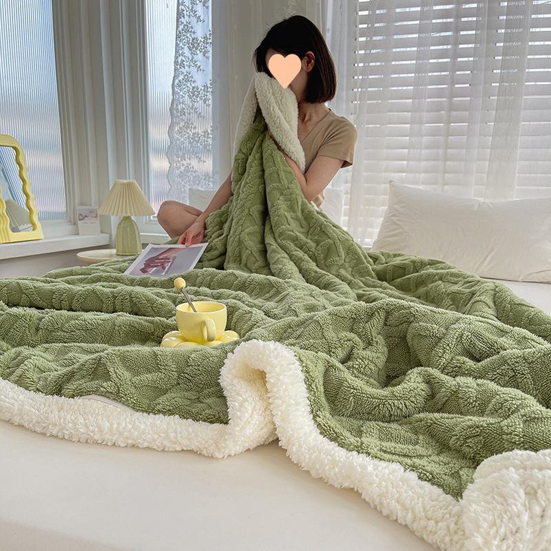 Autumn and Winter Lamb Fleece Blanket Double Sided Thickened Coral Fleece Blanket Nap Blanket Blanket Cover Blanket