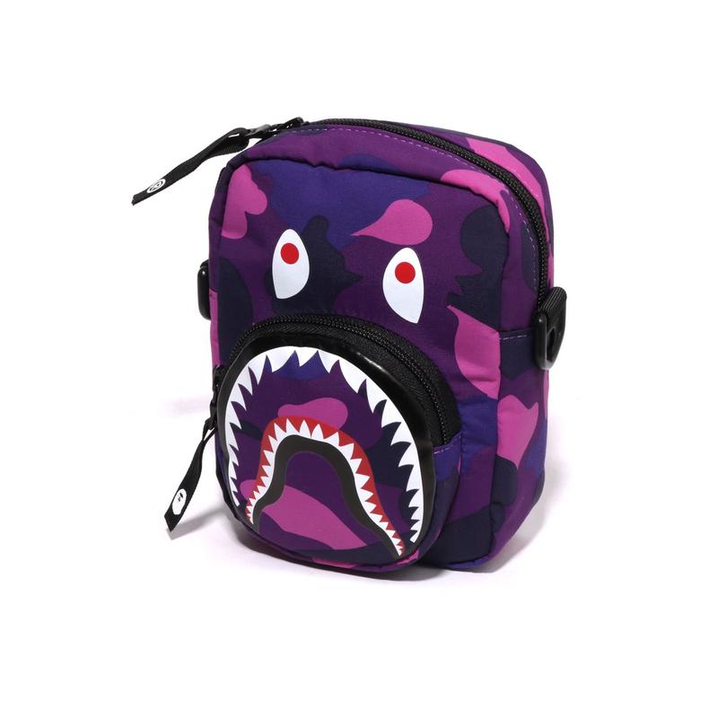 A Bathing Ape Shark Camouflage Fabric Crossbody Bag Men bags Dark-Blue Purple Red 0ZXBGM002901P