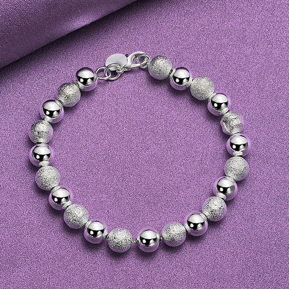 

CHSHINE 925 стерлингового серебра гладкий матовый бисерный браслет-цепочка модный шарм свадебная вечеринка для женщин ювелирные изделия 20CM 8inches