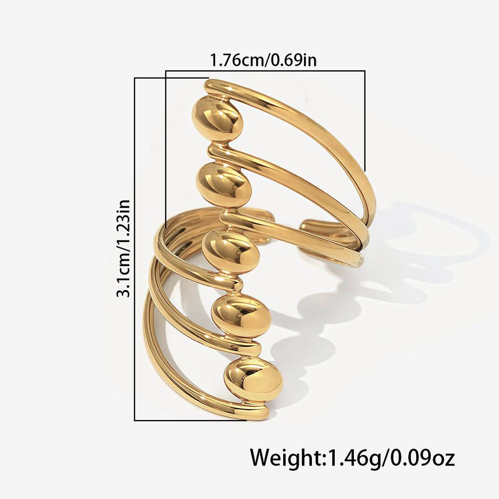 Stainless Steel Geometric Multi-Layer Line Rings for Women Men Personality Hollow Wide Opening Rings Banquet Jewelry Accessories