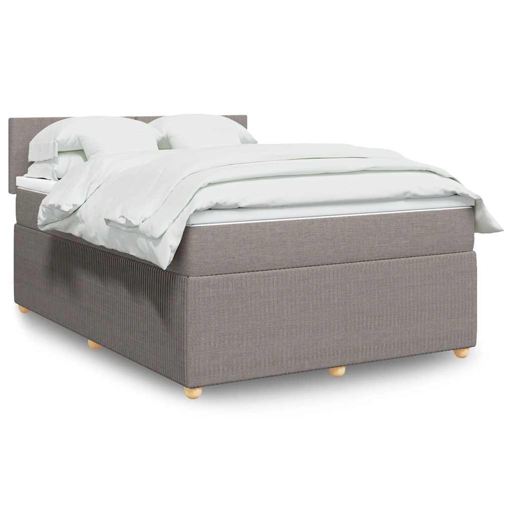 Box Spring Bed with Mattress Taupe 160 X 200 Cm Fabric
