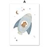 Boho Space Rocket Bear Rabbit Hedgehog Bee Flowers Nursery Posters Wall Art Print Canvas Painting Baby Kids Room Home ation