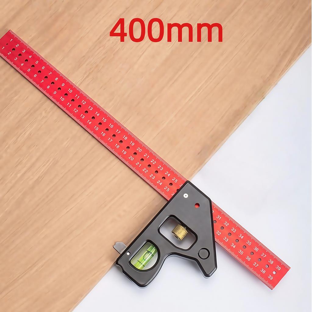 300/400mm Aluminum Alloy Multi-Functional Angle Ruler W/ Level Bubble, Ergonomic Handle for Accurate Carpentry Home Improvement