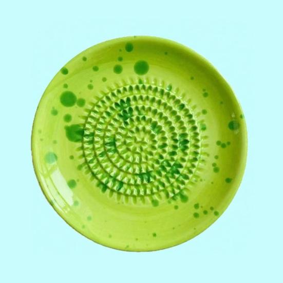 Ceramic Grater Bowl, Manual Ginger Garlic Mincer with Ink Splash Pattern, Pepper Grinding Plate for Wasabi Daikon, Dishwasher Safe Kitchen Essential