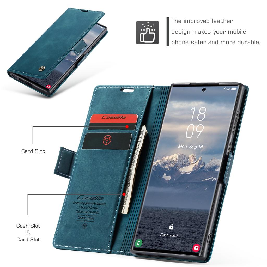 CASEME 013 Series For Samsung Galaxy S25 Ultra Case Card Holder Stand Leather Phone Cover