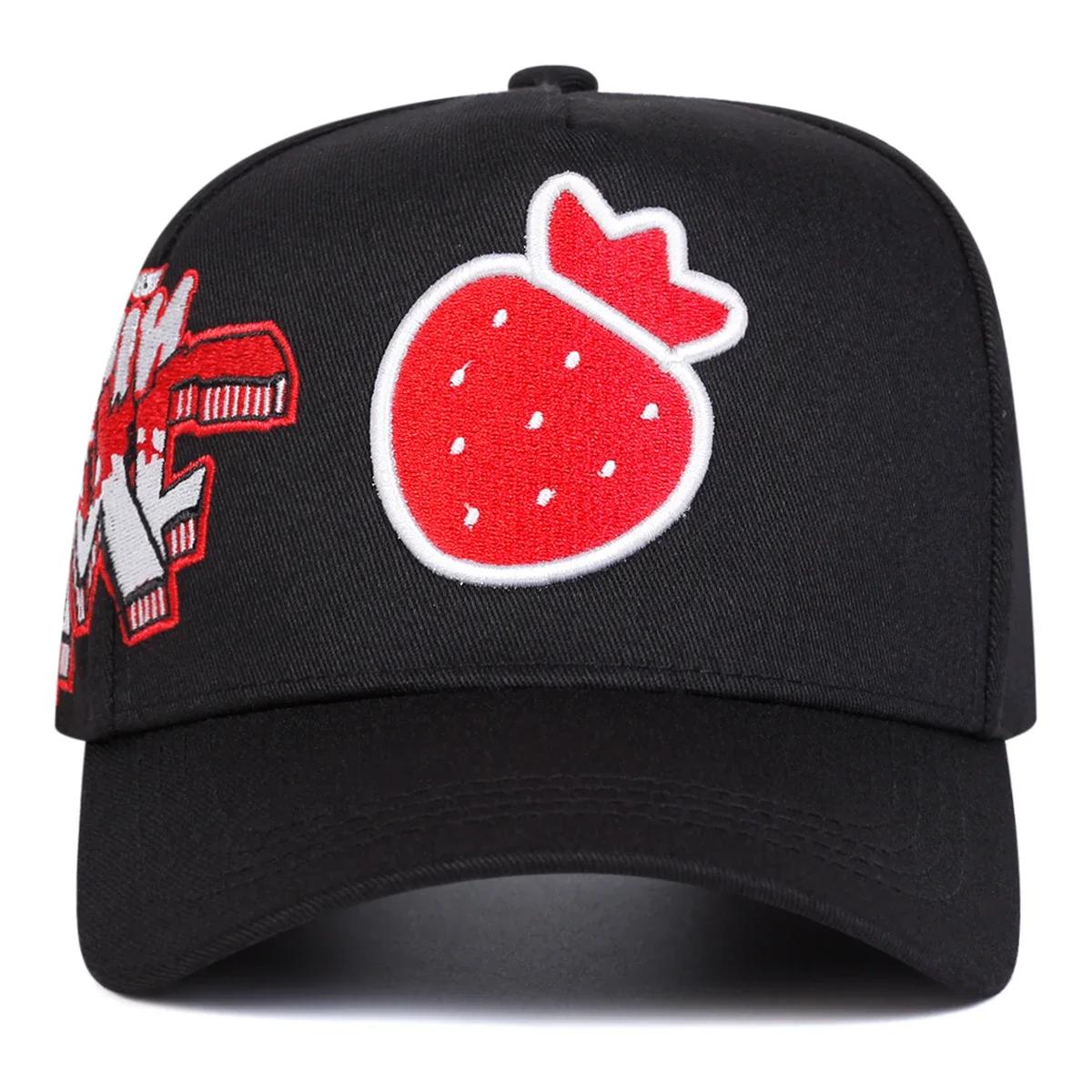 

Unisex Strawberry Embroidery Baseball Caps Spring And Autumn Outdoor Adjustable Casual Hats Sunscreen Hat Sports Cap