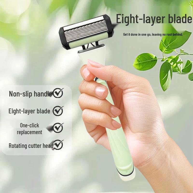 Eight-Layer Blade Men's Manual Razor with Replaceable Head