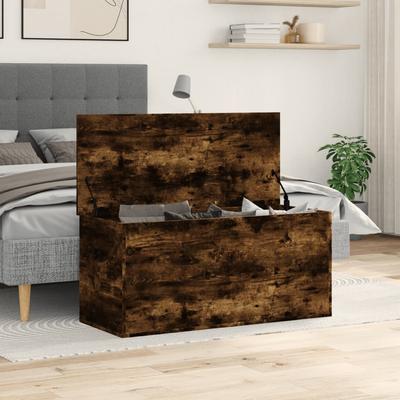 Chest In Smoked Oak Finish 100 X 42 X 46 Cm Wood Based Material