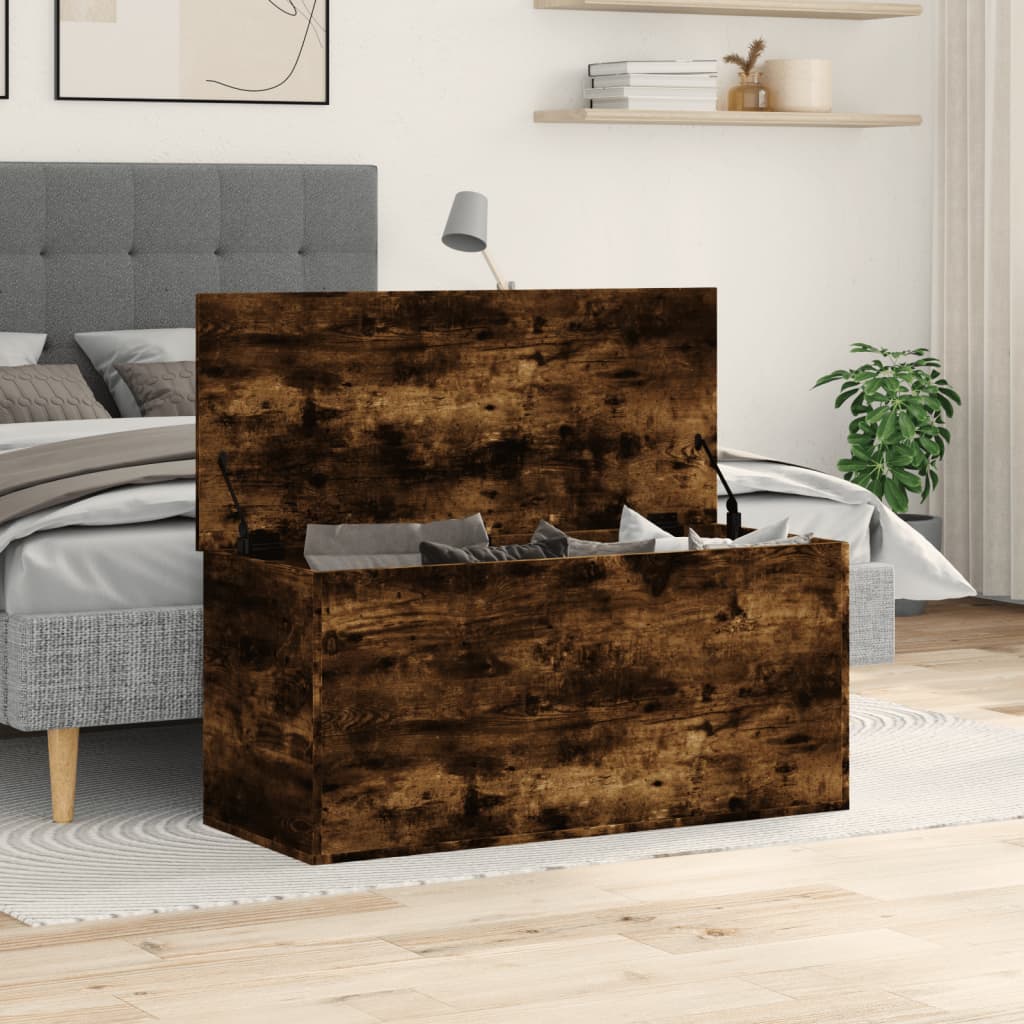 Vidaxl Skrzynia, Przydymiony Dąb, 100X42X46Cm, Materiał Drewnopochodny