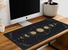 Moon Phases Desk Mat Mousepad Mouse Office Mouse Pad Gold Black Lunar Cycle Chart Stars Astrology Horoscope Desk Mats Decor
