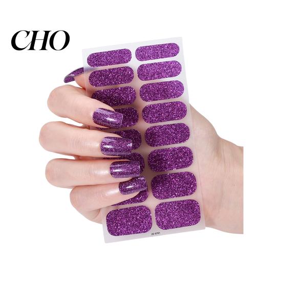 Nail Art Decal Glitter Polish Strips with File Easy Apply Remove Self Adhesive Women Strip Full Sticker Home Manicure DIY Decoration Wrap