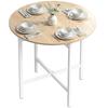 Foldable Dining Table 80 Cm Round Folding Table With Steel Frame Space For 2 4 Persons Natural Wood Look
