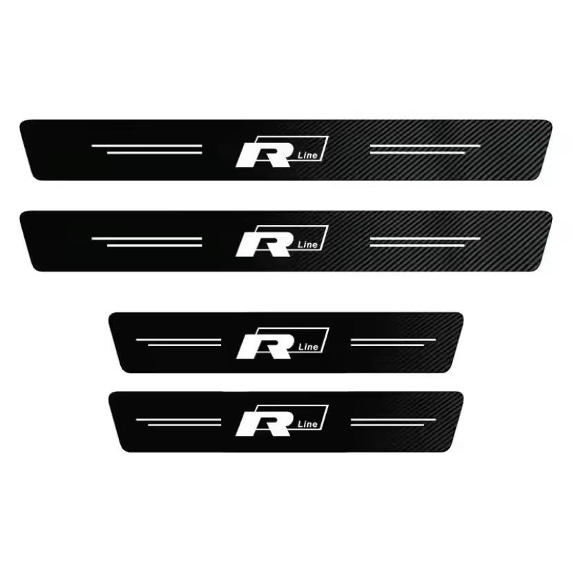 Auto Door Sill Carbon Fiber Car Sticker Protector Strip Waterproof Protect Film For VW GTI Polo Golf GTI Passat Tiguan Hub Cap