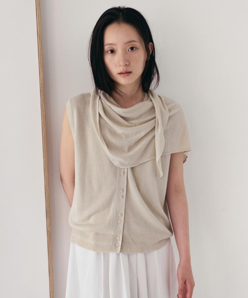 TOWAV Ella Scarf Knit Vest_Natural Beige
