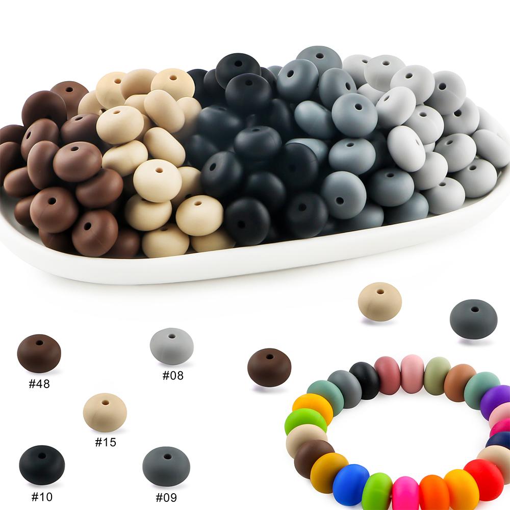 25Pcs/lot 14mm Abacus Silicone Lentil Beads Loose Bead For Jewelry Making DIY Jewelry Accessories Keychain Beaded Pen Bracelets