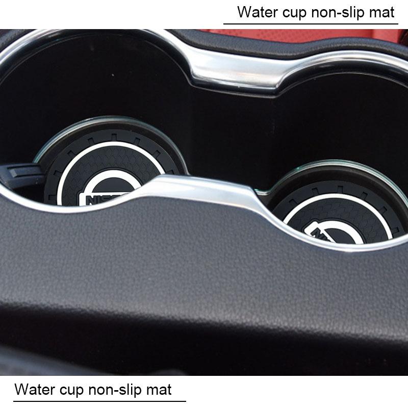 2Pcs Car Anti Slip Coaster Anti-noise Water Cup Pad Cushion Car Styling For Nissan Nismo X-trail Almera Qashqai Tiida Teana