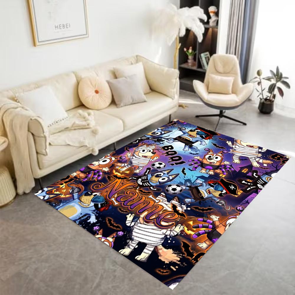 Bluey's Soccer Adventure Personalized Text Area Rug Suitable for Living Rooms Game Room Decorate room Bedrooms Antislip Carpet Anime Office Decor