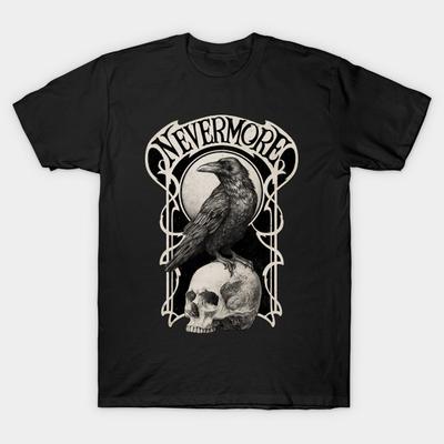 Asian Size Men Print T-shirt Nevermore No-Cut Heat Transfer Print Cotton Tshirt