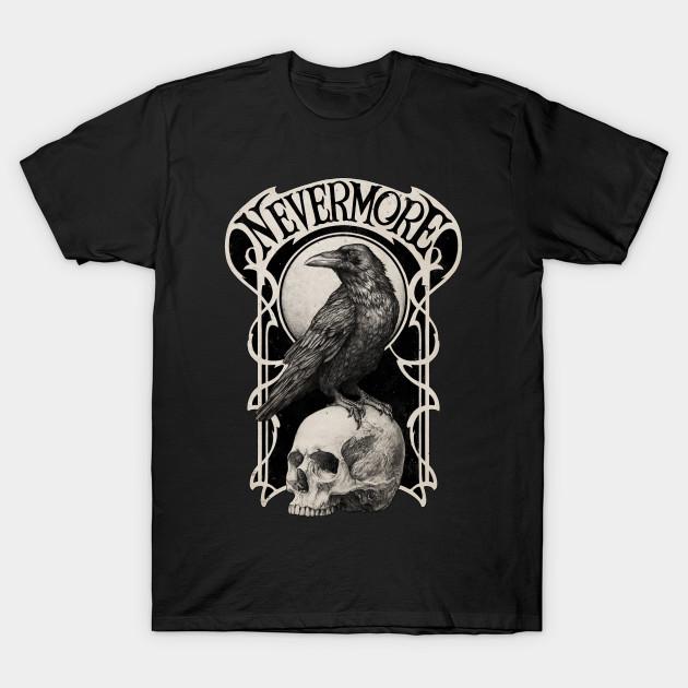 Men Black Print T-shirt Nevermore No-Cut Transfer Paper Print Cotton Tshirt 4XL